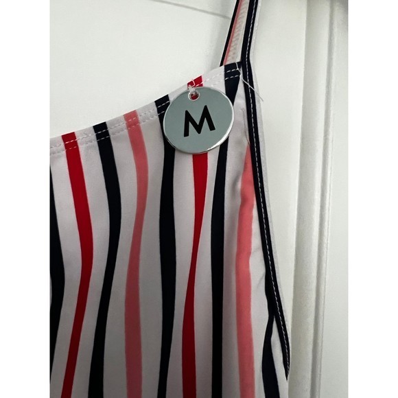 FOREVER 21 New One Piece Red White Blue Stripe Swimsuit M - Picture 4 of 6